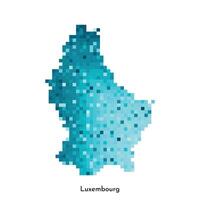Vector isolated geometric illustration with simple icy blue shape of Luxembourg map. Pixel art style for NFT template. Dotted logo with gradient texture for design on white background