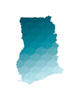 Vector isolated illustration icon with simplified blue silhouette of Ghana map. Polygonal geometric style. White background.