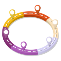 3D Road way infographic circle of 6 steps and business icons for finance process steps. png