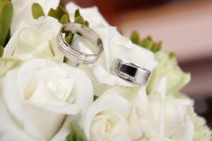 Wedding rings closeup photo
