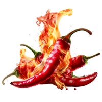 AI generated Chili peppers on fire. Perfect for food, advertising and design elements png