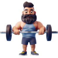 AI generated Muscular male weightlifter, cute 3d design. Perfect for sports, advertising and design elements png