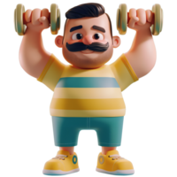 AI generated Muscular male weightlifter, cute 3d design. Perfect for sports, advertising and design elements png