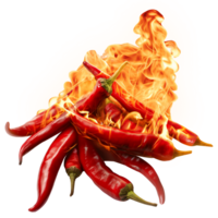 AI generated Chili peppers on fire. Perfect for food, advertising and design elements png