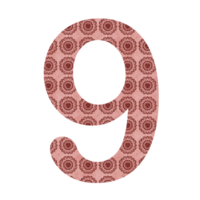 English numbers One to nine, for decorating book covers, advertising, cards, messages. png