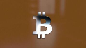 astratto animazione di bitcoin moneta cartello nel digitale cyberspazio. astratto animazione di bitcoin, digitale moneta simbolo nel digitale cyberspazio. vedere mio portafoglio per vario colore opzioni. video