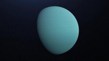 Abstract animation of planet Uranus. Animation. Abstract blue surface of rotating planet Uranus in cosmic stellar space. Beautiful planetary background with planet Uranus video