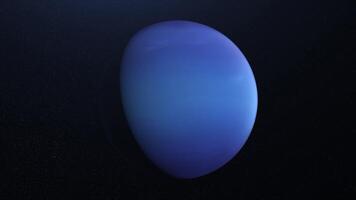 Abstract animation of planet Neptune. Animation. Abstract surface of solid blue planet Neptune in cosmic stellar space. Planetary animation with rotating planet Neptune video