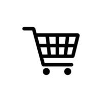 black Shopping cart vector line art icon, flat design. Isolated on white background.