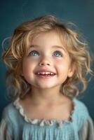 AI generated A close-up portrait of a little girl .She is a pretty, sweet, attractive, curious, creative, cheerful girl photo