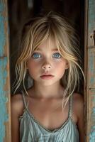 AI generated A close-up portrait of a little girl .She is a pretty, sweet, attractive, curious, creative, cheerful girl photo