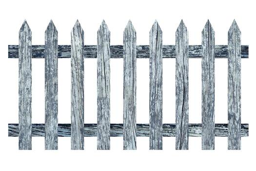 Decayed Wooden Fence Isolated on White Background, Suitable for Presentation, Backdrop and Web Templates. photo