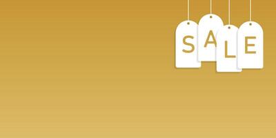 Gold sales tag vector banner, promotion background design