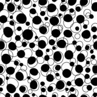 Black transparent polka dot pattern hand drawn doodle vector backgorund, seamless repeating wallpaper or surface print design