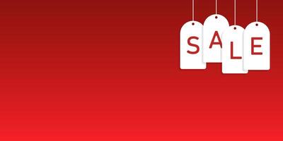 Red sale tag vector background, promotional banner design
