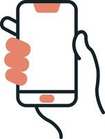 Hands holding mobile phone Vecto Icon vector