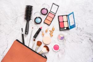 conjunto de decorativo productos cosméticos y accesorios para mujer foto