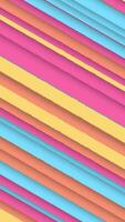 Vertical video - trendy colorful striped pattern background with gently moving diagonal papercut stripes in vibrant bright colors. This abstract motion background animation is HD and a seamless loop.