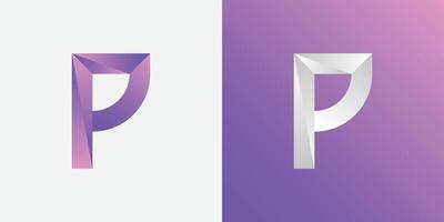 geometric p logo gradient vector Abstract P Logo Design Template