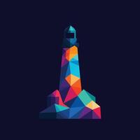 a colorful lighthouse with geometric shapes on it vector