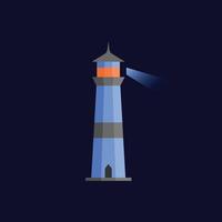 a blue and orange lighthouse on a dark background vector