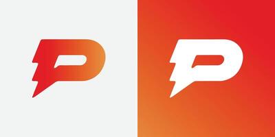 P letter power logo design with gredient colors vector