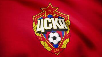 USA - NEW YORK, 12 August 2018. CSKA Moscow flag is waving. Waving flag with CSKA Moskva football club logo. Editorial footage video