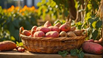 AI generated Sweet potato harvest outside photo