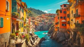 ai generado hermosa calle cinque terre Italia foto