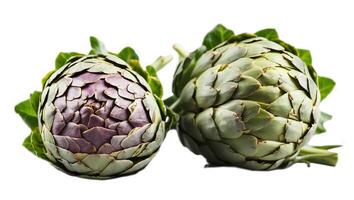 AI generated Fresh whole artichoke isolated on white background photo