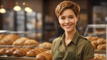 AI generated Girl owner of the bakery photo