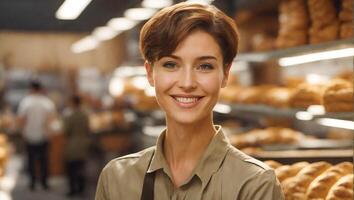 AI generated Girl owner of the bakery photo