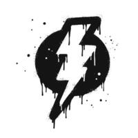 Spray painted graffiti Electric lightning flash, Lightning bolt in black over white. Drops of sprayed thunder bolt symbol. isolated on white background. vector illustration