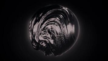 Abstract Black Textured Sponge Organic Sphere. Shiny black dense substance in the shape of a ball. Abstract black fractal geometric element. Seamless loop. video