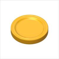 Gold Coin 3d render. Game Money on white background. Rotating empty coin for game reward and prize. Vector 3d illustration.