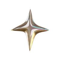 3d y2k chrome glossy silver element. Abstract shape chrome metal render. Y2K form star. Vector illustration 3d render.