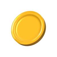 Gold Coin 3d render. Game Money on white background. Rotating empty coin for game reward and prize. Vector 3d illustration.