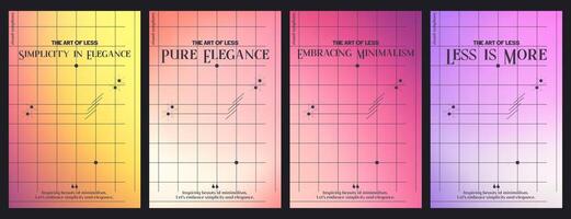 Modern y2k gradient design templates poster set. Vector cover minimalist design with y2k simple figures and abstract graphic elements. Trendy minimalist designs