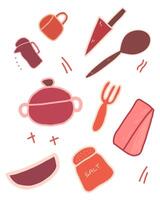 children drawing kitchen utensils illustration vector