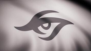 Animation of flag with symbol of Cybergaming Team Secret. Editorial animation video