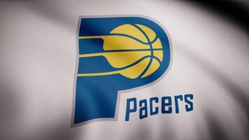 Animation of flag with symbol of Basketball Indiana Pacers. Editorial animation video