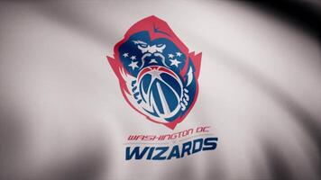 Animation of flag with symbol of Basketball Washington Wizards. Basketball. Editorial animation video