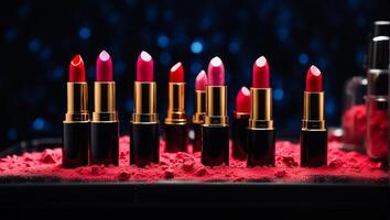 AI generated Chic lipstick, cosmetic background photo