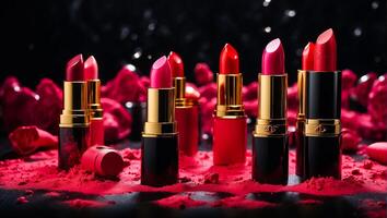 AI generated Chic lipstick, cosmetic background photo