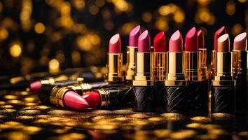 AI generated Chic lipstick, cosmetic background photo