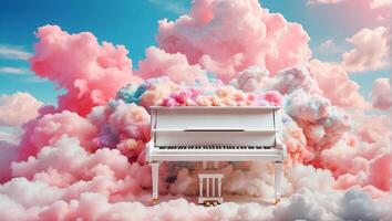 ai generado hermosa piano en el nubes foto