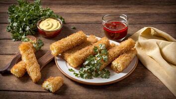 AI generated Fried cheese sticks photo