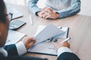 businessman was negotiating a bribery arrangement in which the dollar would be accepted as a bribe. Concepts of anti-bribery and anti-corruption photo