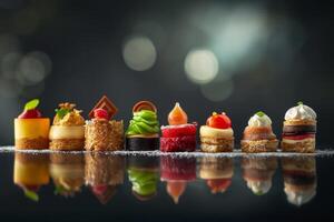 AI generated Sweet Italian dessert beautifully served. Stylish confectionery of high cuisine photo