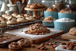 AI generated A close-up shows the process of making homemade pastries with your own hands photo